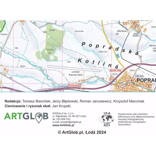 Tatry polskie i słowackie mapa ścienna - naklejka, 1:50 000, ArtGlob